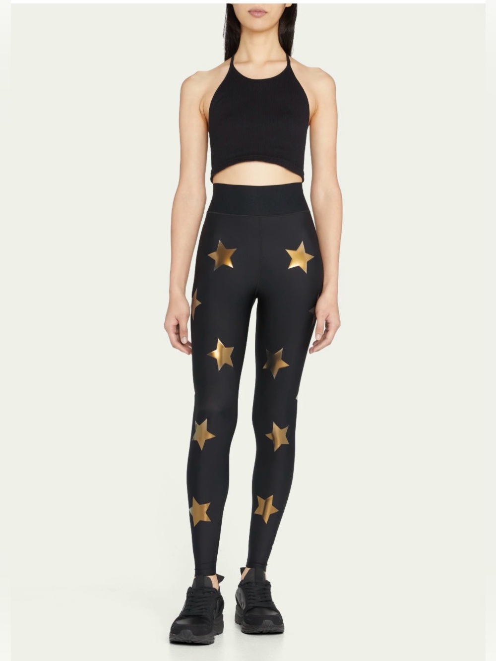 Ultracor Black Leggings Knockout Gold Star Print High Rise Athletic Yoga Pants S